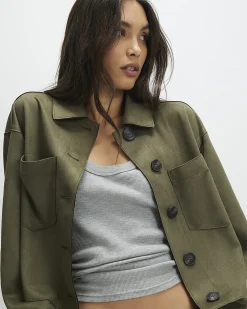 Khaki Faux Suede Overshirt