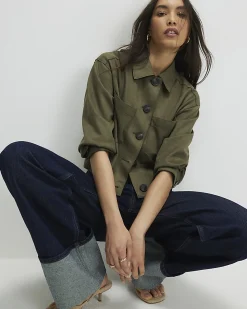 Khaki Faux Suede Overshirt