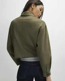 Khaki Faux Suede Overshirt