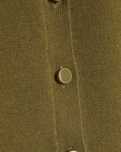 Khaki Knitted Short Sleeve Polo Cardigan