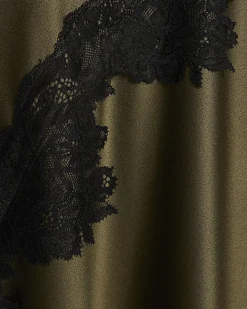 Khaki Lace Hybrid Drape Maxi Dress