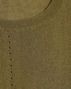 Khaki Linen Blend Fine Knit Vest Top