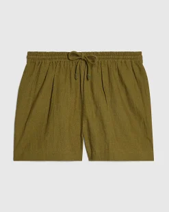 Khaki Linen Blend Shorts