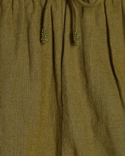 Khaki Linen Blend Shorts