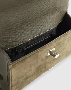 Khaki Lock Front Tote Bag