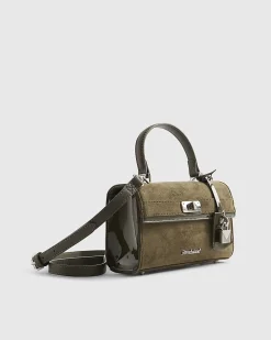 Khaki Lock Front Tote Bag