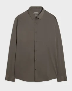 Khaki Muscle Fit Comfort Stretch Shirt
