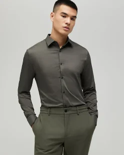 Khaki Muscle Fit Comfort Stretch Shirt