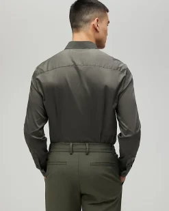 Khaki Muscle Fit Comfort Stretch Shirt