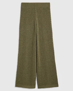 Khaki Open Stitch Knitted Trousers