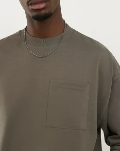 Khaki Oversized Fit Long Sleeve T-Shirt