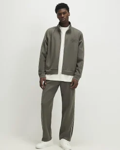 Khaki Oversized Fit Monogram Tracksuit Jacket