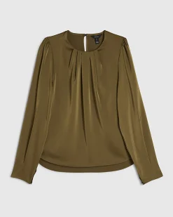 Khaki Pleat Front Blouse