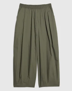 Khaki Poplin Barrel Leg Trousers