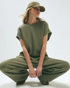 Khaki premium jersey twill top