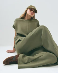 Khaki premium jersey twill top