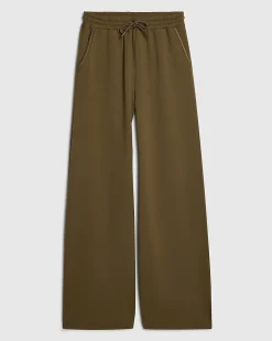 Khaki Premium Whipstitch Wide Leg Joggers