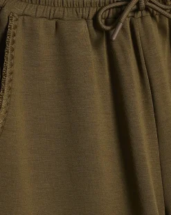 Khaki Premium Whipstitch Wide Leg Joggers