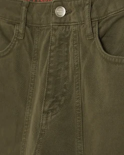 Khaki Raw Hem Barrel Leg Jeans