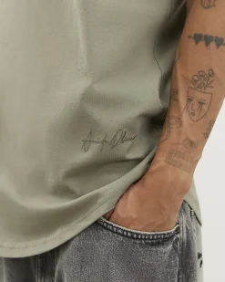 Khaki Regular Fit Cotton Curve Hem T-Shirt