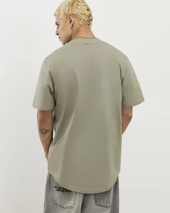 Khaki Regular Fit Cotton Curve Hem T-Shirt