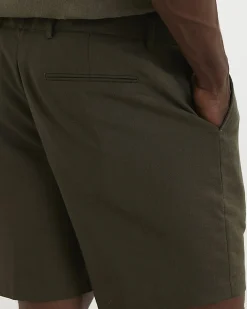 Khaki Regular Fit Linen Blend Shorts