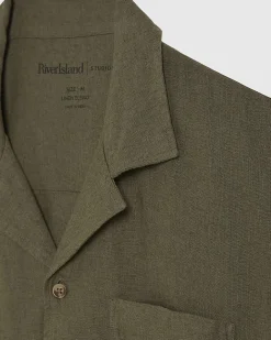 Khaki Regular Fit Linen Blend Shirt