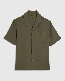 Khaki Regular Fit Linen Blend Shirt