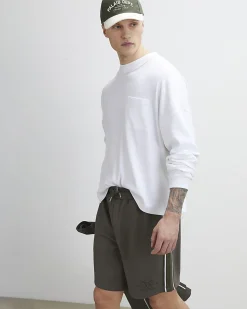 Khaki Regular Fit Monogram Taped Shorts