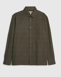 Khaki Regular Fit Textured Cross Hatch Shirt