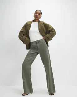 Khaki Relaxed Straight Jeans
