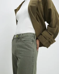 Khaki Relaxed Straight Jeans