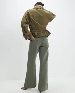 Khaki Relaxed Straight Jeans