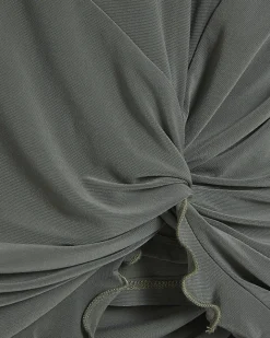 Khaki Ruffle Split Mini Dress