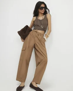 Khaki Semi Sheer Tank Top