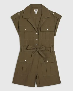 Khaki Sleeveless Utility Playsuit