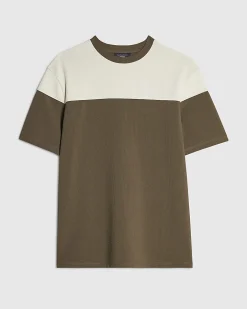 Khaki Slim Fit Colour Block T-Shirt