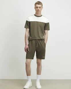 Khaki Slim Fit Colour Block T-Shirt