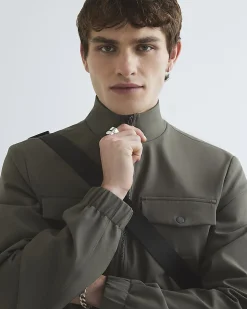 Khaki Slim Fit Comfort Stretch Funnel Jacket