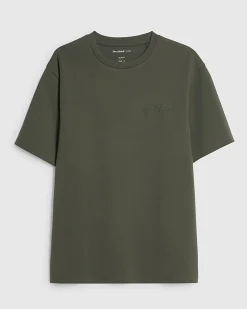 Khaki Slim Fit Embroidered Crew Neck T-shirt