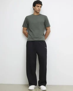 Khaki Slim Fit Embroidered Crew Neck T-shirt