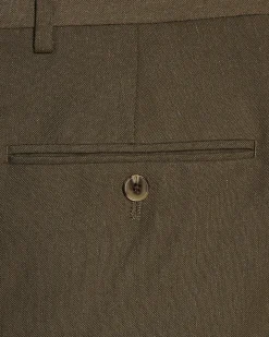 Khaki Slim Fit Linen Blend Suit Trousers