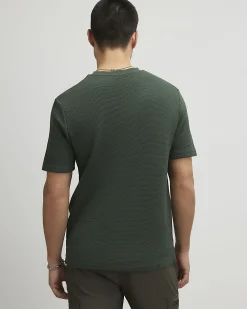 Khaki Slim Fit Textured Cotton T-Shirt