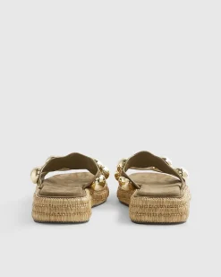 Khaki Studded Flatform Sandals