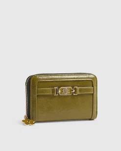 Khaki Tab Front Medium Purse