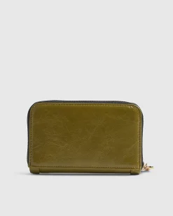 Khaki Tab Front Medium Purse