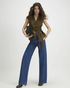 Khaki Tie Waist Top