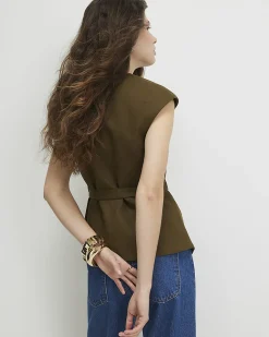 Khaki Tie Waist Top