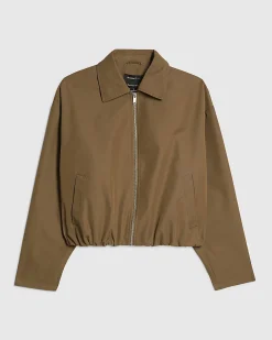 Khaki Utiltiy Zip Through Harrington Jacket