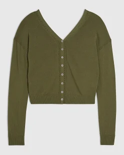 Khaki V Neck Cardigan